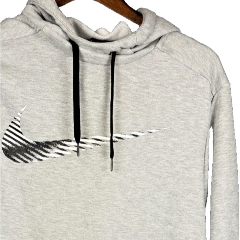 Nike Dri-FIT Graphic Hoodie Mens L Grey Swoosh Pullover Sweatshirt NWT